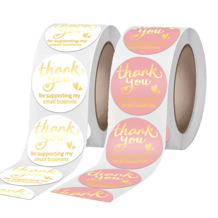 Reliable Supplier Bottle Label Stickers -
 custom logo waterproof thank you sticker roll packaging label – Sailing
