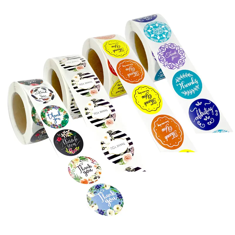 Reliable Supplier Bottle Label Stickers -
 custom logo waterproof thank you sticker roll packaging label – Sailing