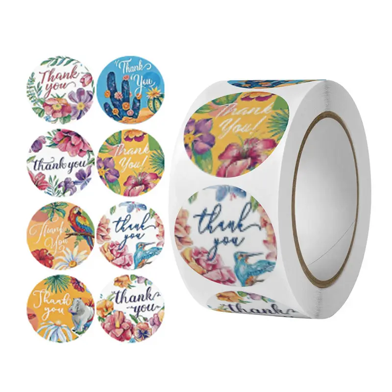 Reliable Supplier Bottle Label Stickers -
 custom logo waterproof thank you sticker roll packaging label – Sailing