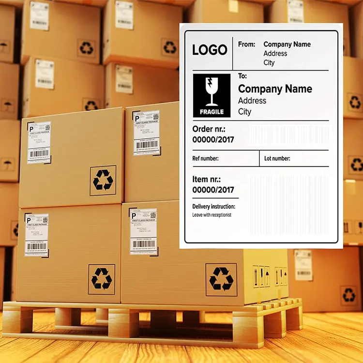Best 4″x6″ waterproof barcode adhesive sticker direct thermal labels fanfold shipping label rolls near me