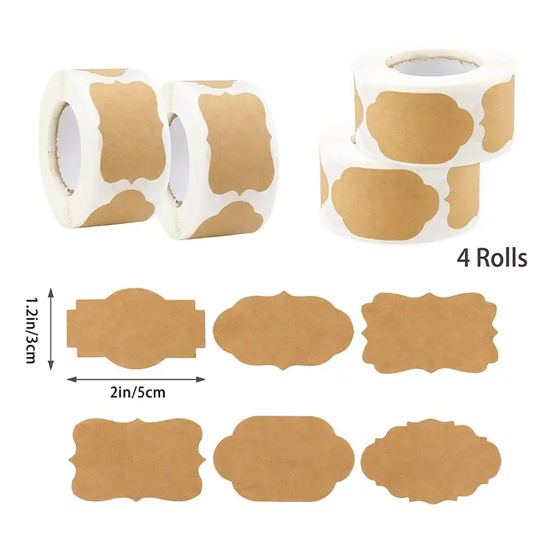 Custom Kraft Labels Brown Paper Sticker Printable For Printer