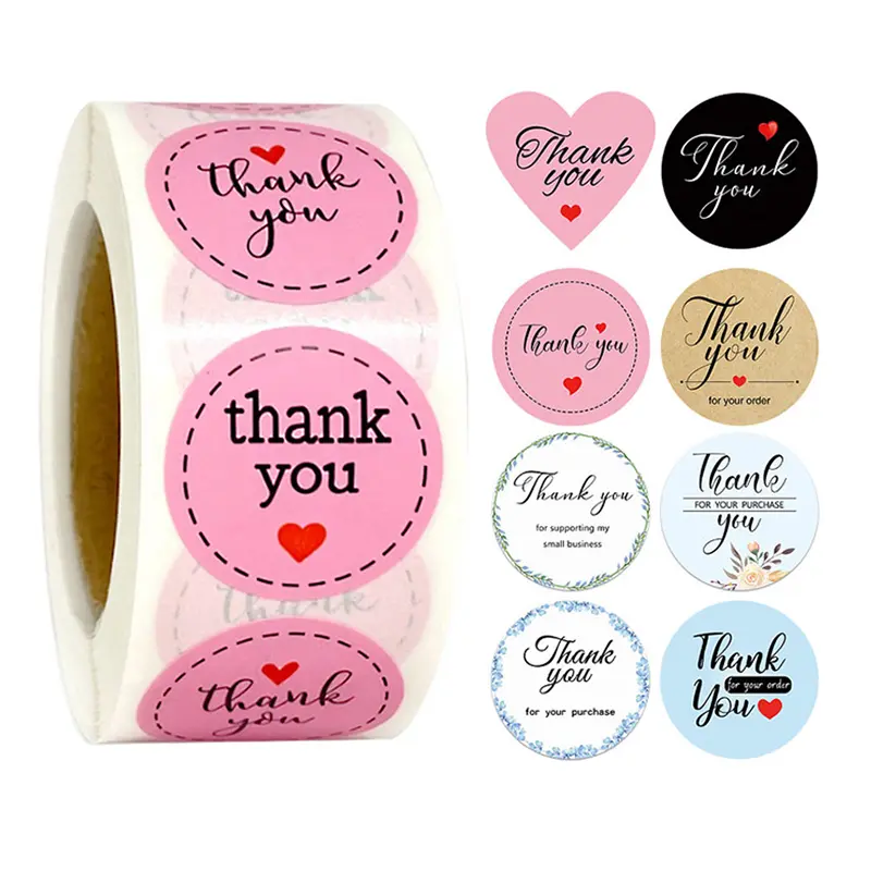 Reliable Supplier Bottle Label Stickers -
 custom logo waterproof thank you sticker roll packaging label – Sailing