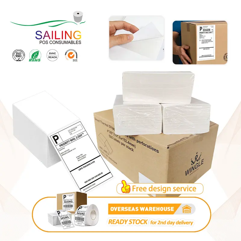 Custom 100mmx150mm 4x6 Shipping Barcode Thermal Labels Roll