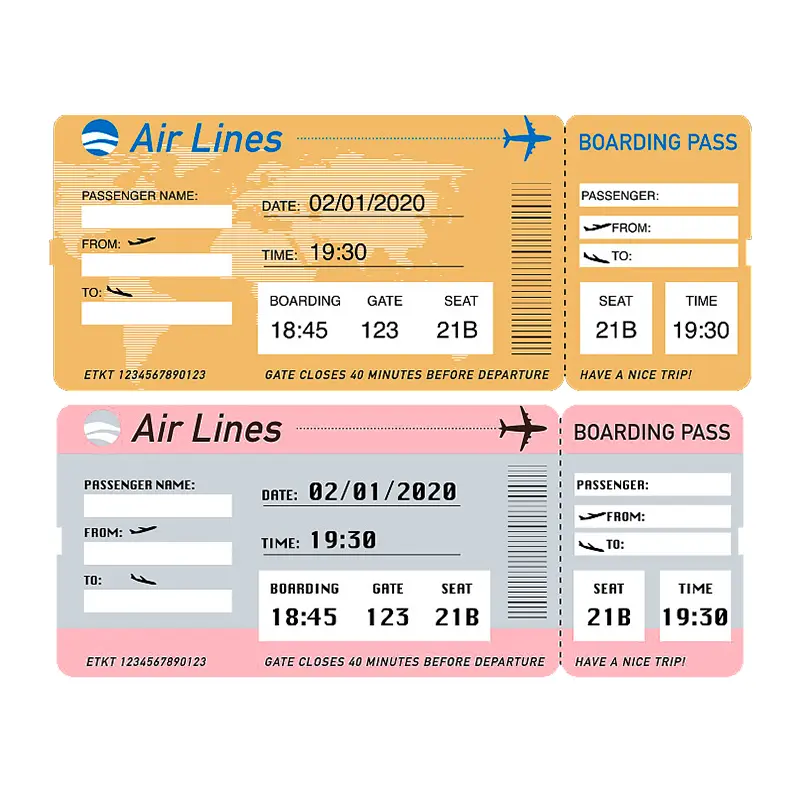 Custom Boarding Pass Security Printable Clear Flight Tickets At Airport