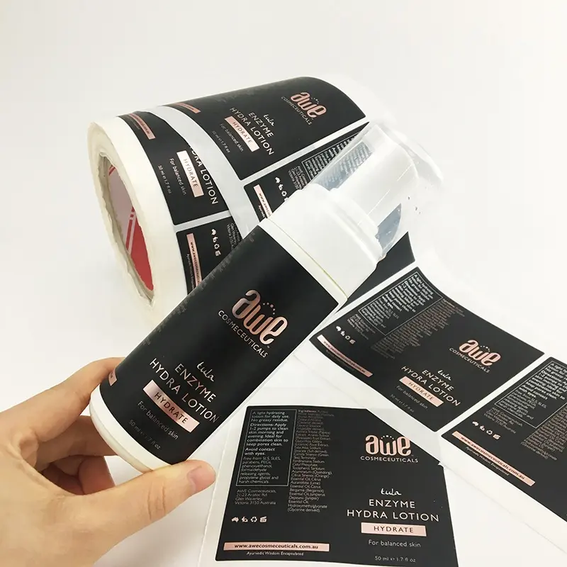 OEM Vinyl Waterproof Skincare Stamped Bottle Label Sticker