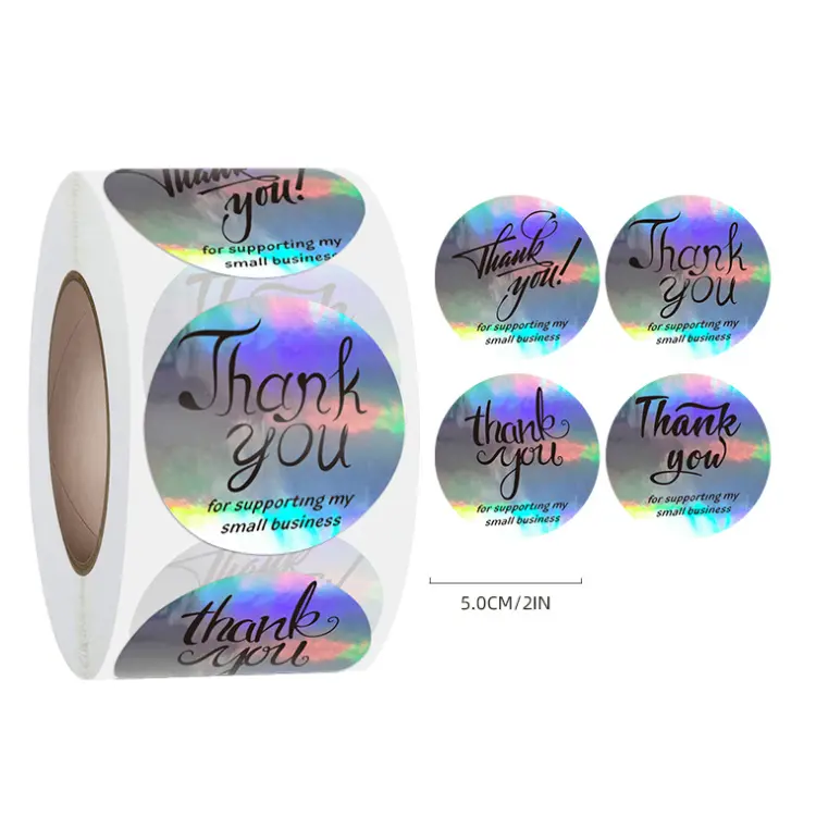 Reliable Supplier Bottle Label Stickers -
 custom logo waterproof thank you sticker roll packaging label – Sailing