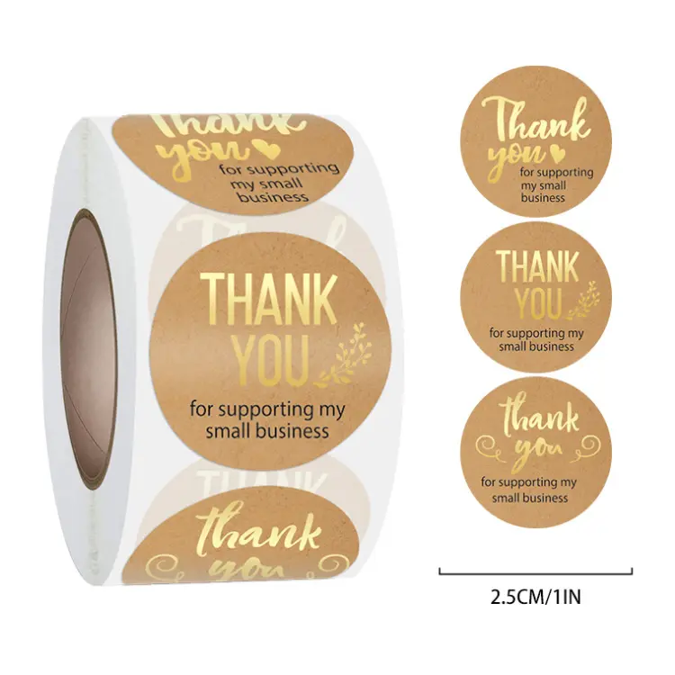 Reliable Supplier Bottle Label Stickers -
 custom logo waterproof thank you sticker roll packaging label – Sailing