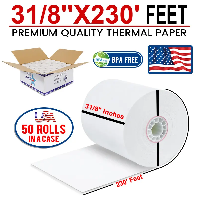 Thermal Paper Company Billing Pos Receipt Rolls 3 1 8